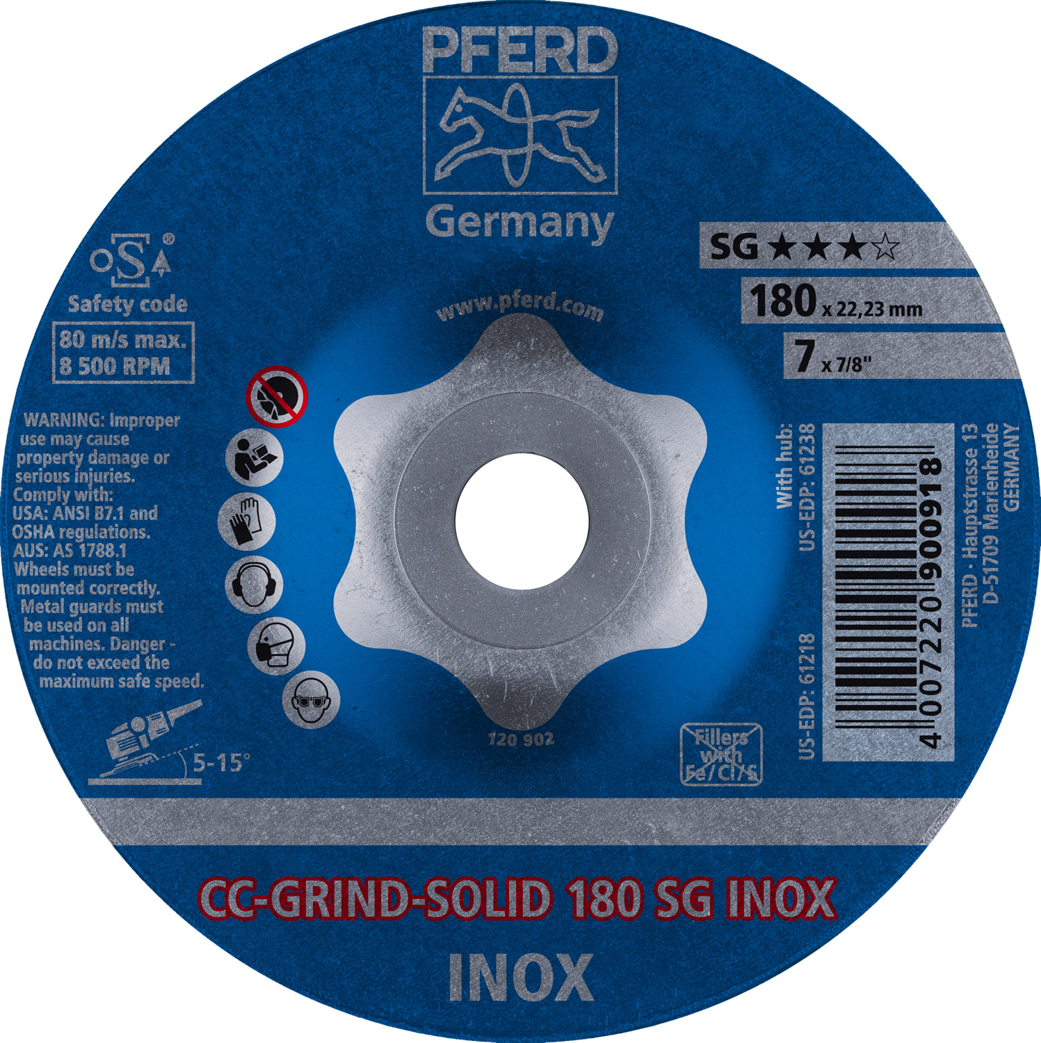 7" CC-GRIND®-SOLID - 7/8" A.H. SG INOX